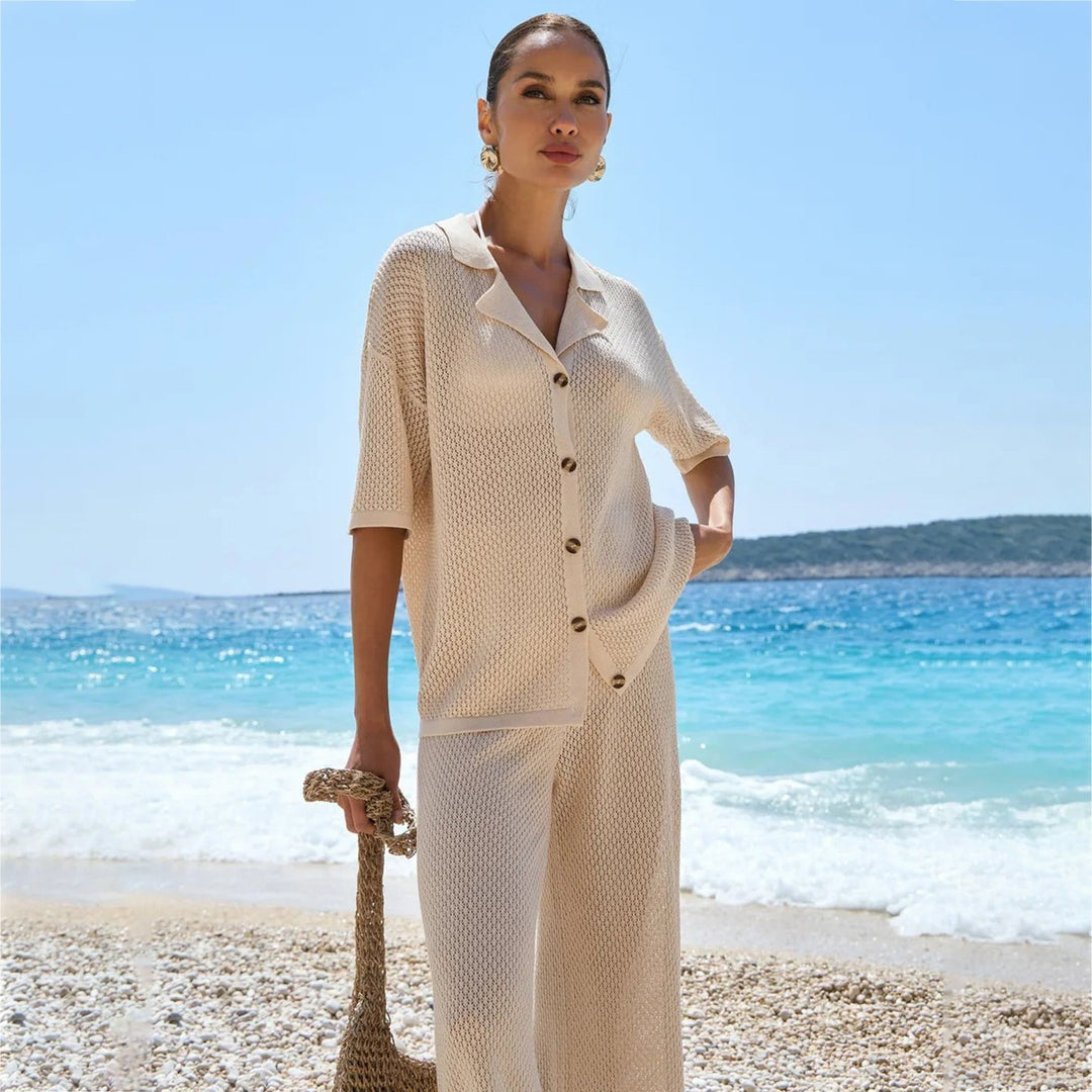 Ladies airy knit combination set Mune Fashion
