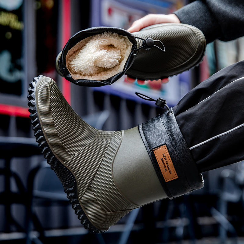 Men's Functional Waterproof Ankle Rain Boots with Adjustable Cuff Mune Fashion