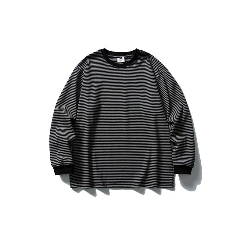 Unisex Oversize Longsleeve in maritime look with fine striped texture and ribbed collar Mune Fashion
