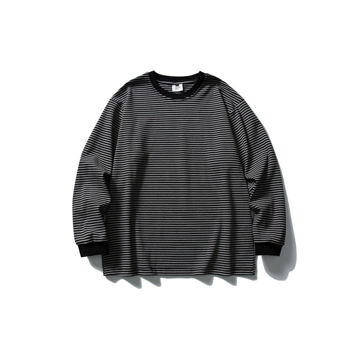 Unisex Oversize Longsleeve in maritime look with fine striped texture and ribbed collar Mune Fashion