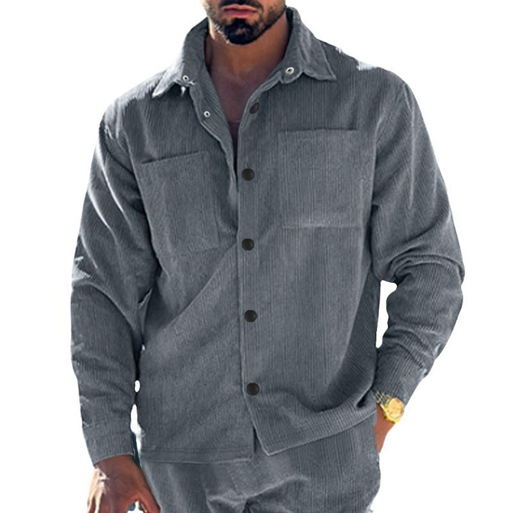 Men's cord oversized shirt with chest pockets and full button placket Mune Fashion