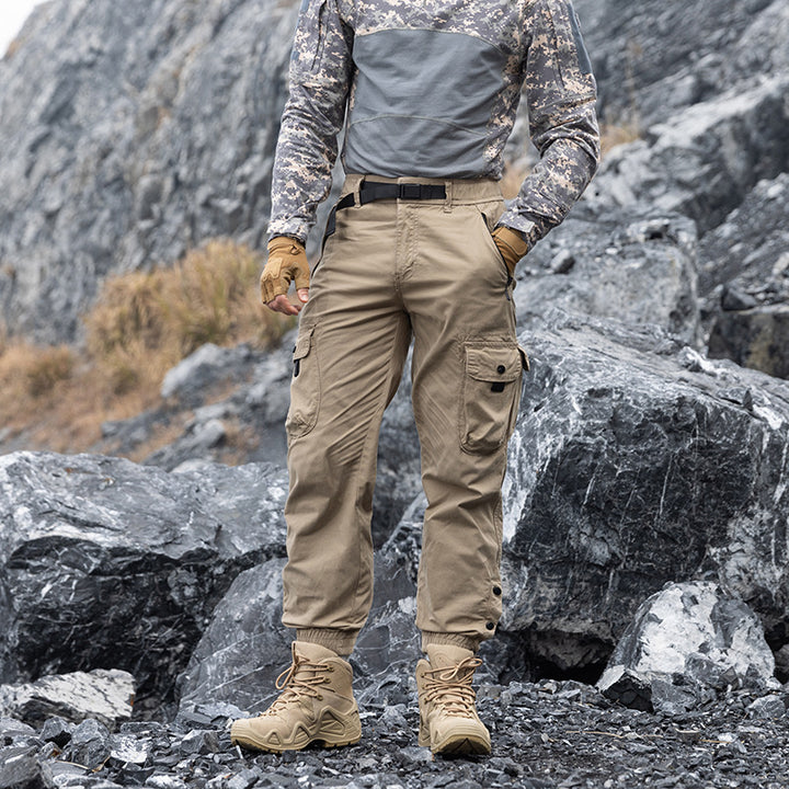 Men's technical utility cargo pants with integrated web belt, zippered pockets, and adjustable leg cuffs Mune Fashion