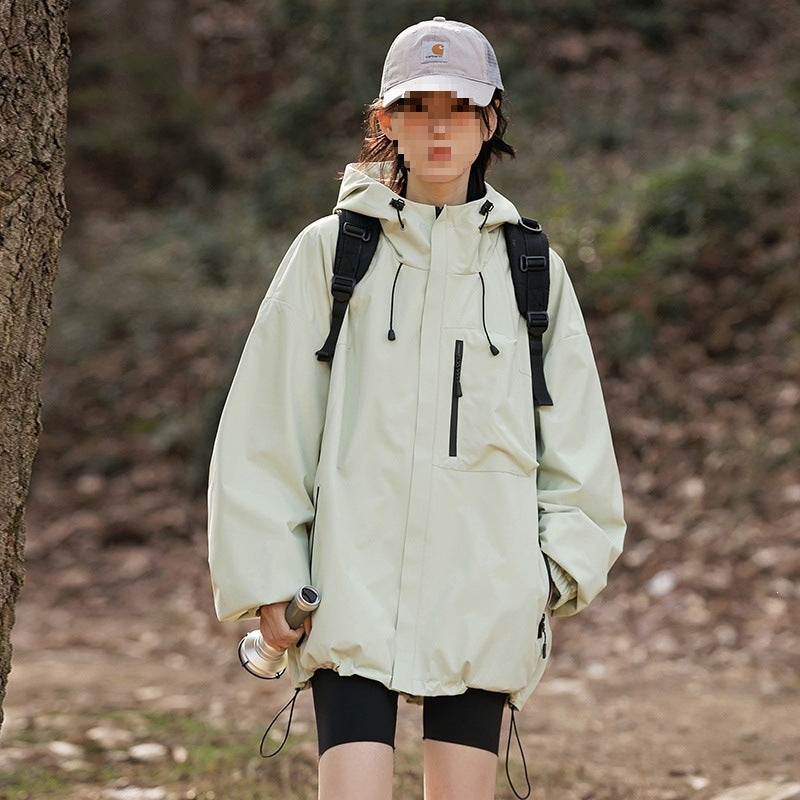 Women's technical oversized outdoor jacket with hood, water-repellent shell & drawstring Mune Fashion