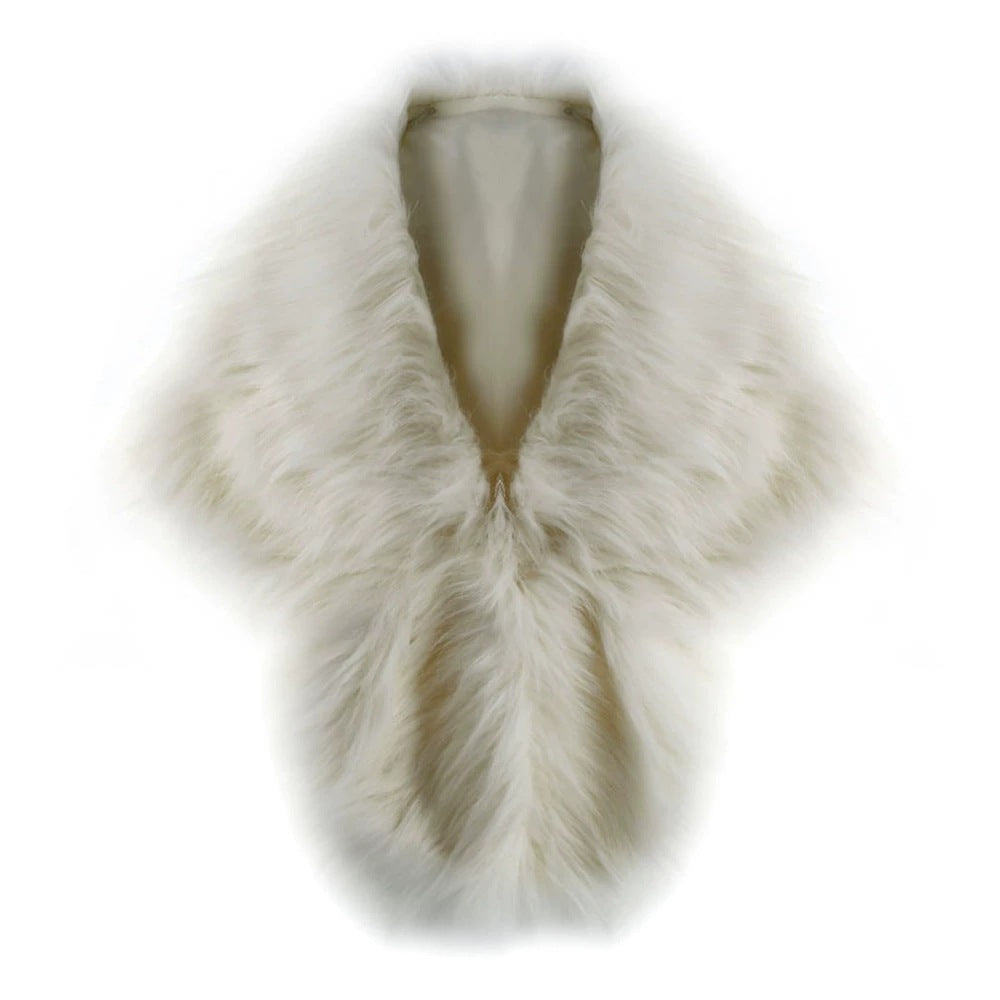 Women's elegant faux fur shoulder stole in capelet cut Mune Fashion
