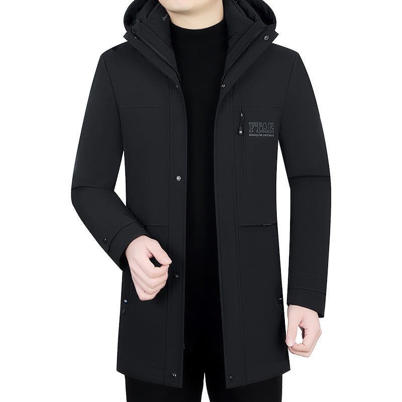 Men's modern water-repellent long parka with hood and lightweight thermal insulation Mune Fashion