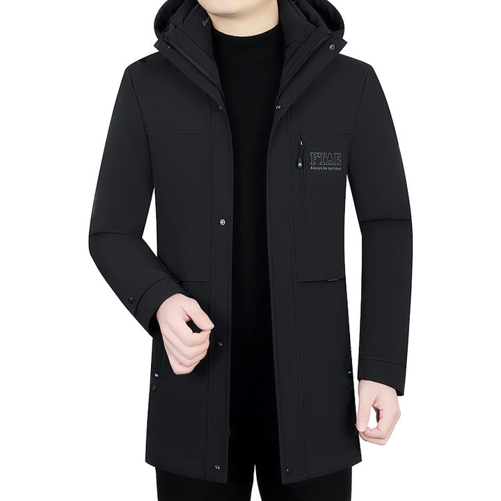 Men's modern water-repellent long parka with hood and lightweight thermal insulation Mune Fashion