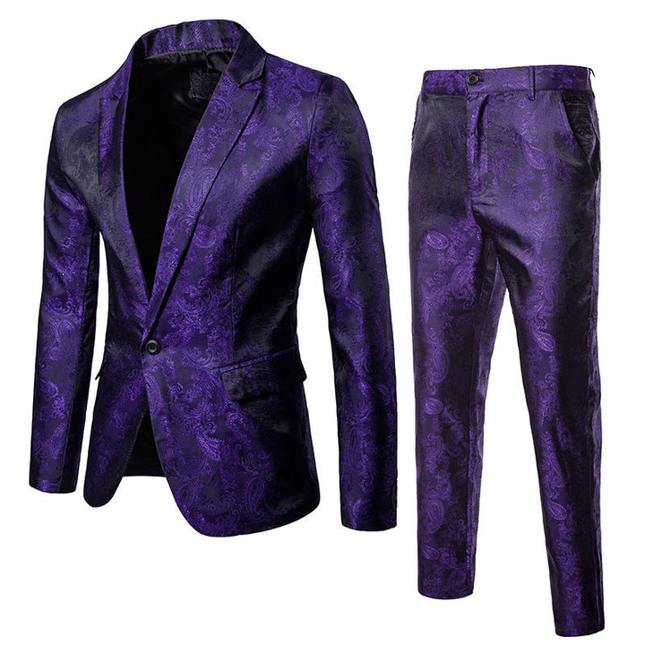 Men's Elegant Suit Set with Fine Paisley Pattern Mune