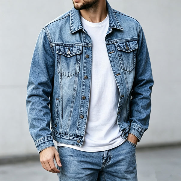 Men's Fashionable Denim Jacket in Vintage Style Mune Fashion