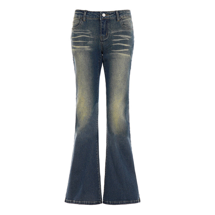 Ladies flared jeans with used effect, whiskering and flared leg Mune Fashion