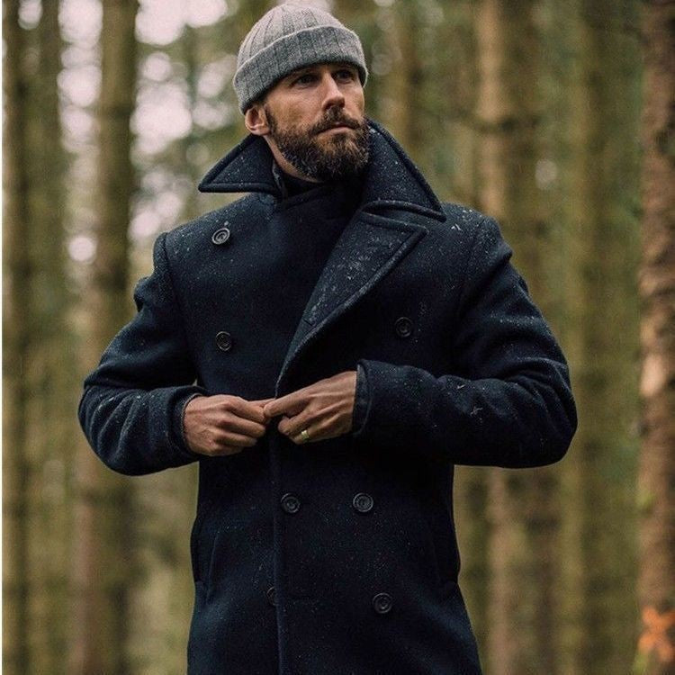 Men's Classic Double-Breasted Coat with Soft Lining Mune