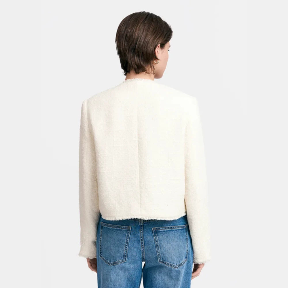 Women's Short Blazer made of Boucle with Pearl Buttons Mune Fashion