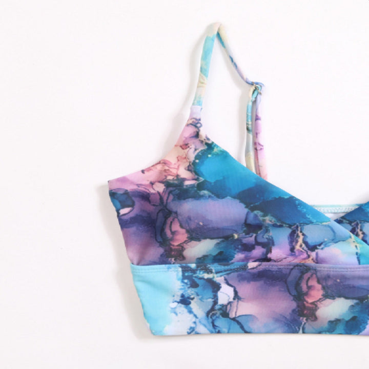 Women's Bikini Set with Crossed Top and Floral Details Mune Fashion