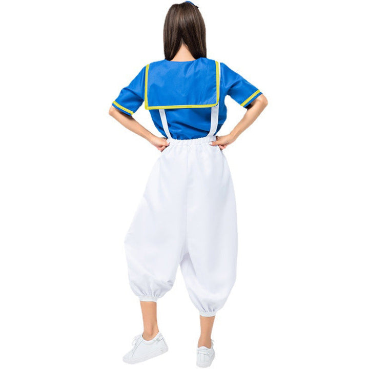 Girl's sailor suit with shimmering collar and playful waistband Mune Fashion