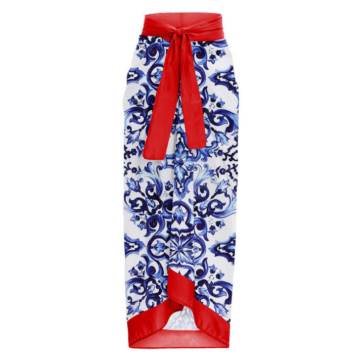 Ladies Elegant Swimsuit with Ruffle Details and Matching Wrap Skirt Mune Fashion