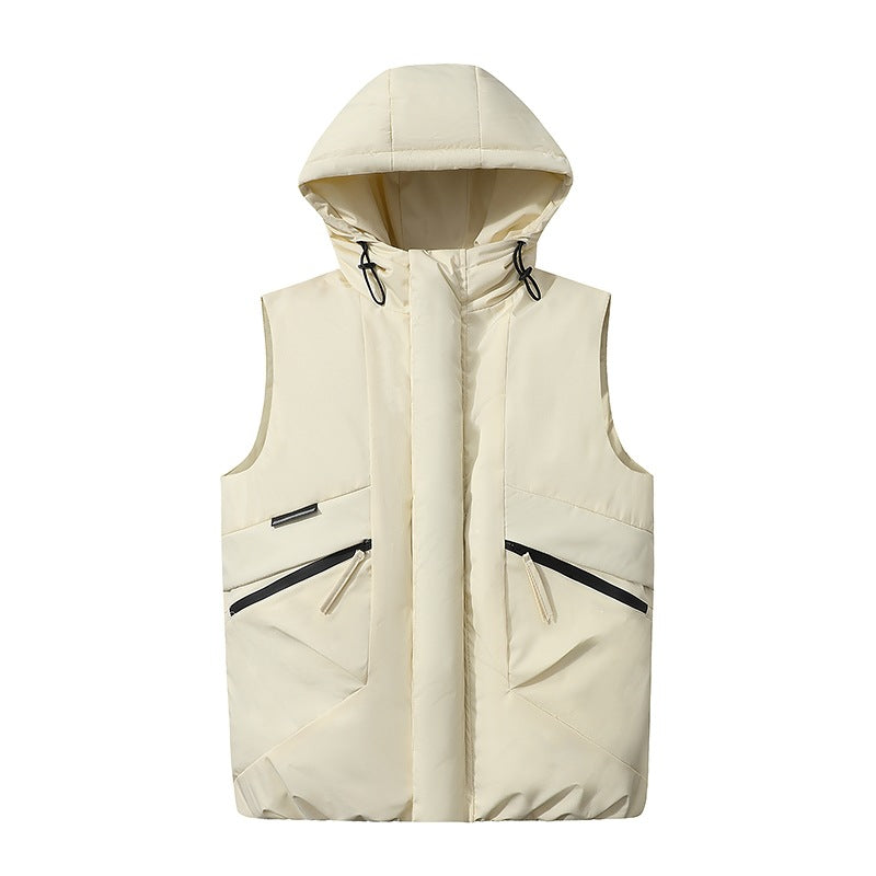Men's Padded Hooded Quilted Vest in Technical Urban Look with Concealed Zipper & Utility Pockets Mune Fashion