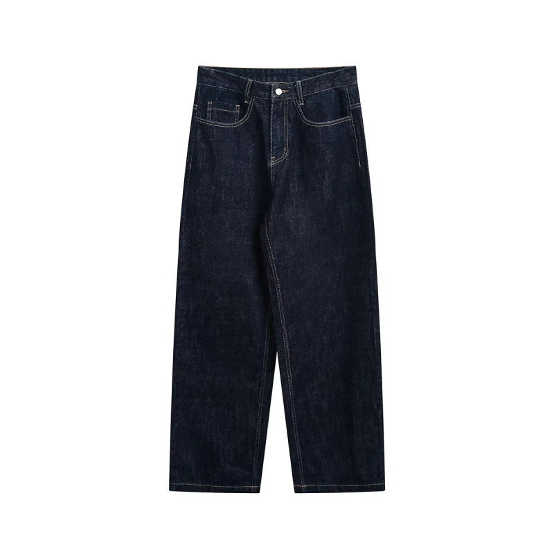 Women High-Waist Straight-Leg Raw-Denim Jeans with Relaxed Fit and Five-Pocket Design Mune Fashion
