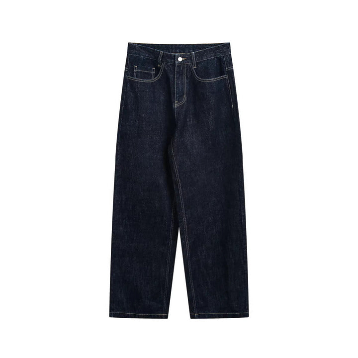 Women High-Waist Straight-Leg Raw-Denim Jeans with Relaxed Fit and Five-Pocket Design Mune Fashion