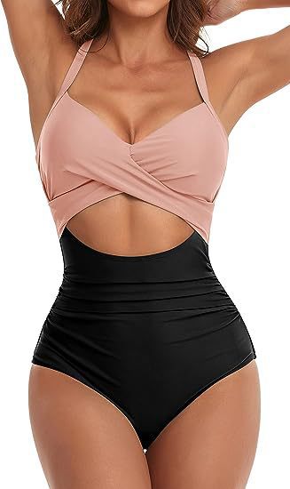 Women's One-Piece Swimsuit with Elegant Wrap Cut Mune Fashion