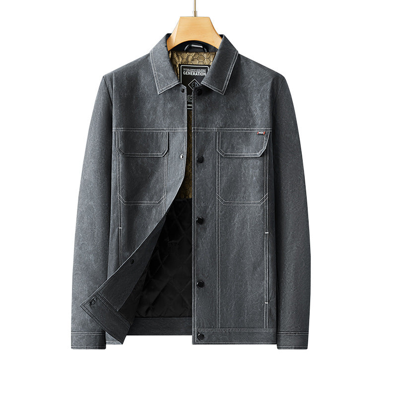 Men's transitional trucker jacket with quilted inner lining and contrast stitching Mune Fashion