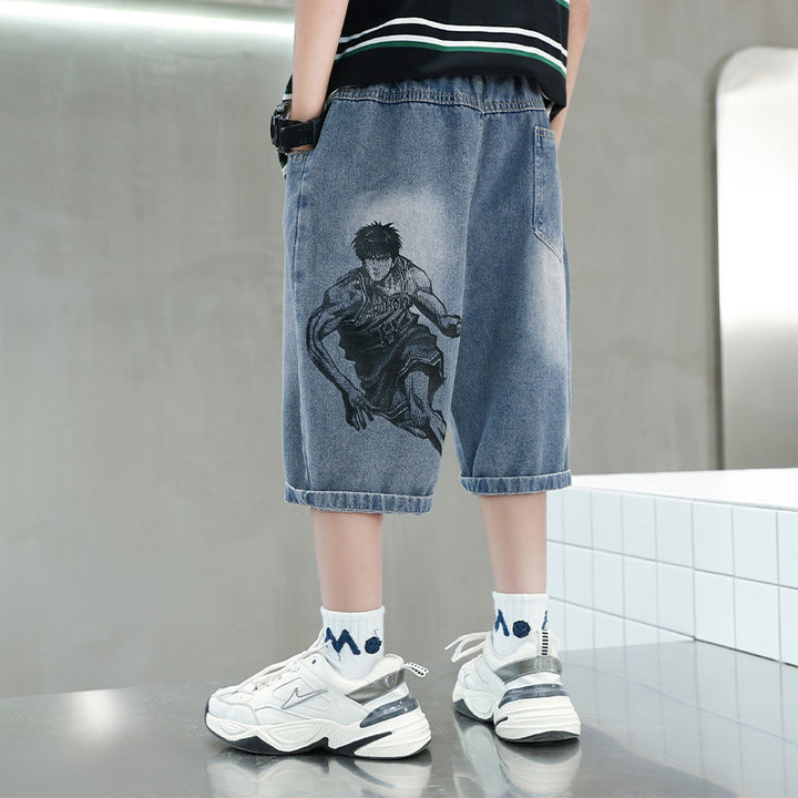 Unisex casual denim shorts with unique character Mune Fashion