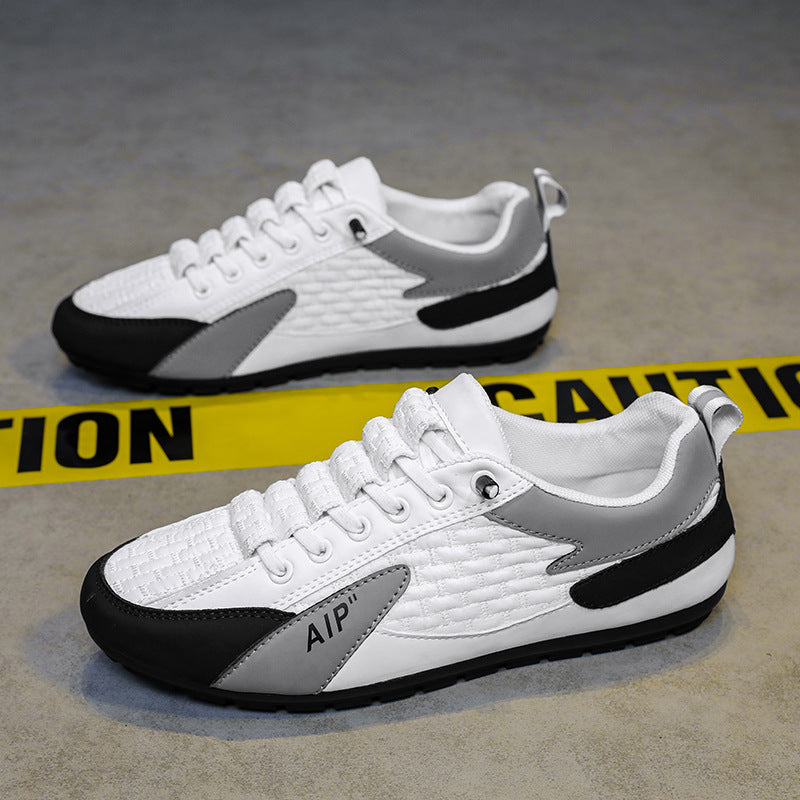 Men's Woven Low-Top Sneaker with Lightly Treaded Sole and Panel Details Mune Fashion