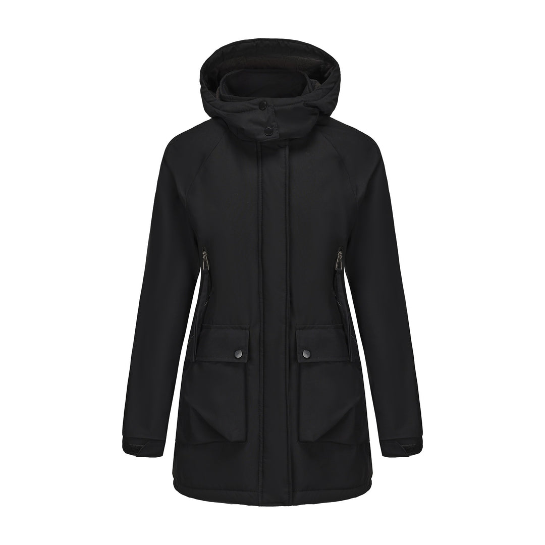 Women's lightweight hooded parka with concealed two-way zipper and patch pockets Mune Fashion
