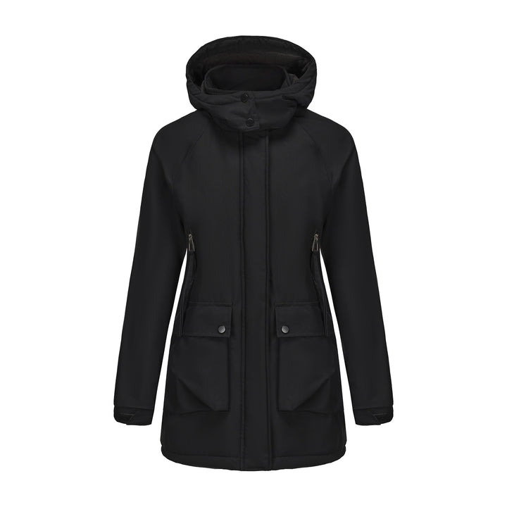 Women's lightweight hooded parka with concealed two-way zipper and patch pockets Mune Fashion