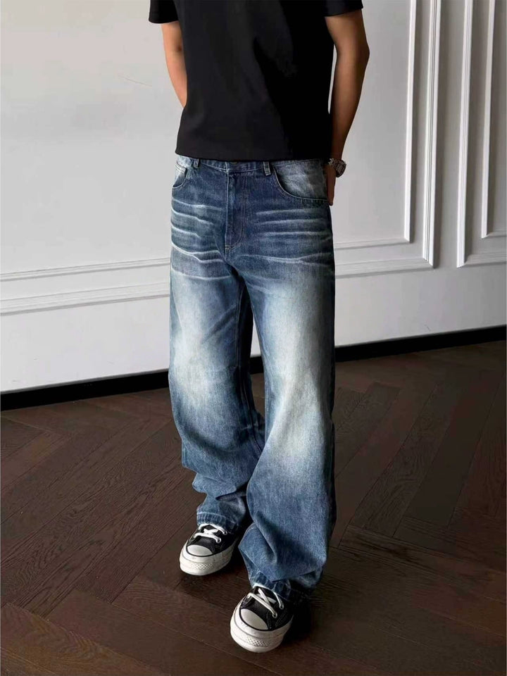 Men's Loose-Fit Denim Jeans with Vintage Effects Mune Fashion