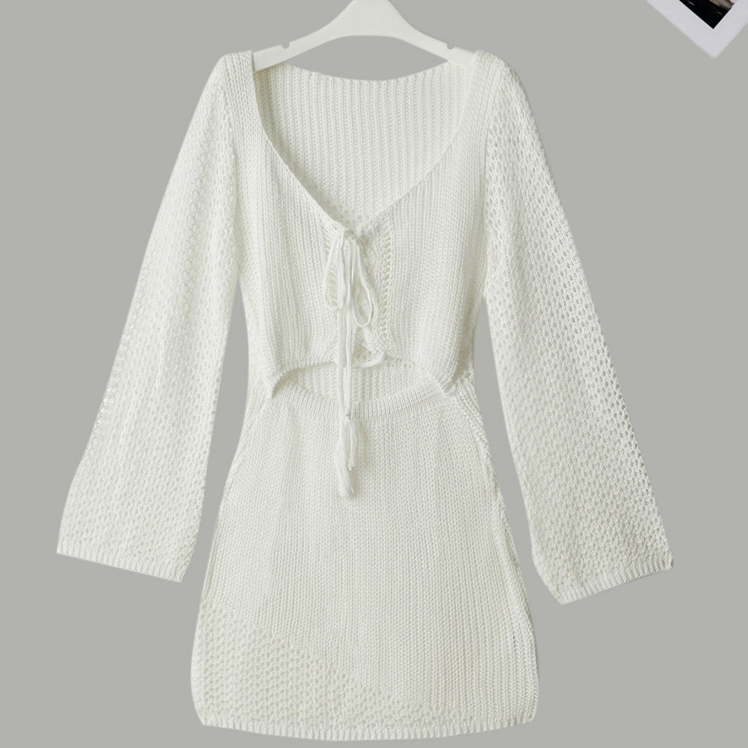 Women's knit dress with cut-out and long sleeves Mune Fashion