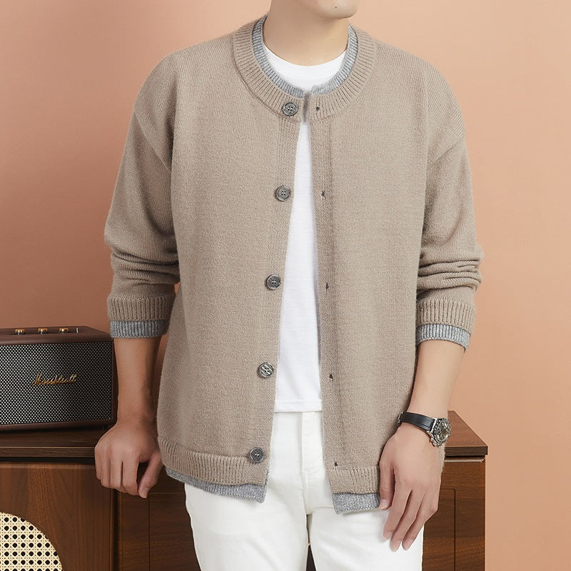 Women's Short Cardigan with Contrast Collar and Button Placket Mune Fashion