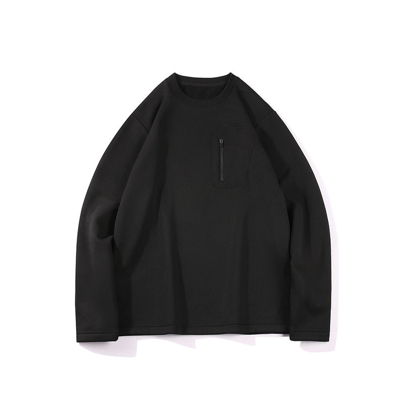 Men's Oversized Sweatshirt with Chest Zipper Pocket, Raglan Sleeves and Soft Inner Lining Mune Fashion
