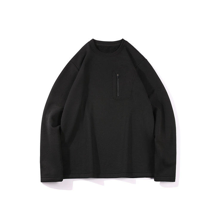 Men's Oversized Sweatshirt with Chest Zipper Pocket, Raglan Sleeves and Soft Inner Lining Mune Fashion