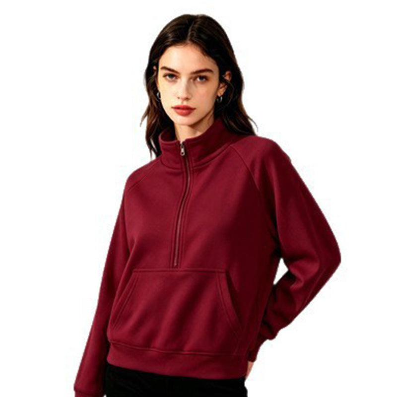 Women's sporty hooded sweatshirt with stand-up collar Mune Fashion