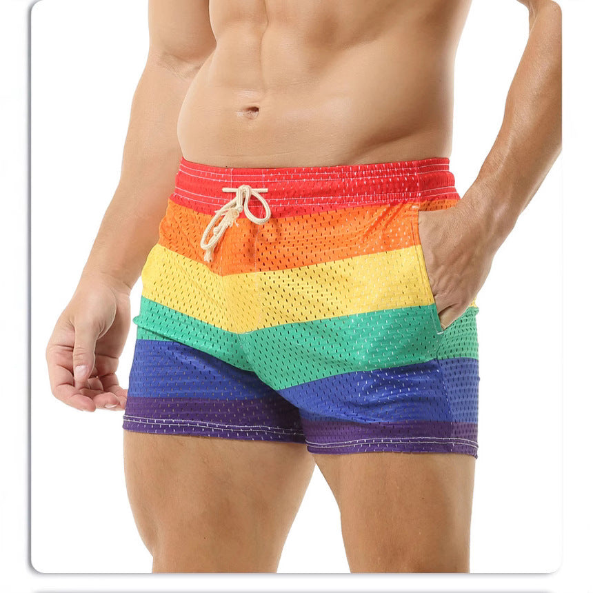 Men's short cut mesh swim shorts with elastic drawstring waistband and breathable lining Mune Fashion