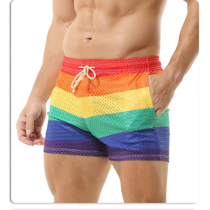 Men's short cut mesh swim shorts with elastic drawstring waistband and breathable lining Mune Fashion