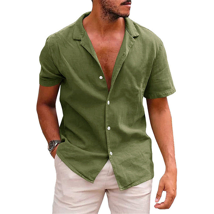 Men's Short Sleeve Leisure Shirt made of Lightweight Linen Mune Fashion