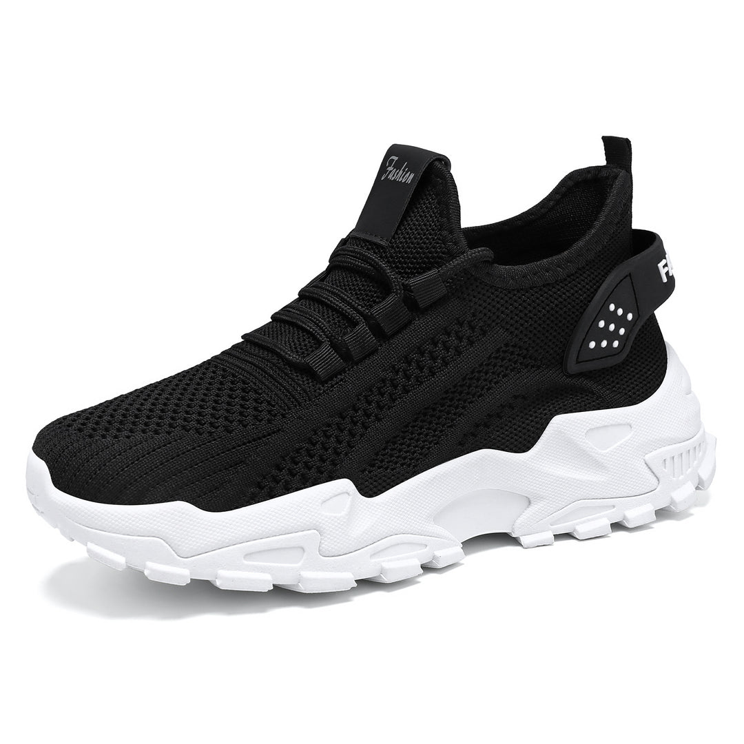 Unisex nan breathable knitted sneakers with thick profile sole and elastic slip-on Mune Fashion