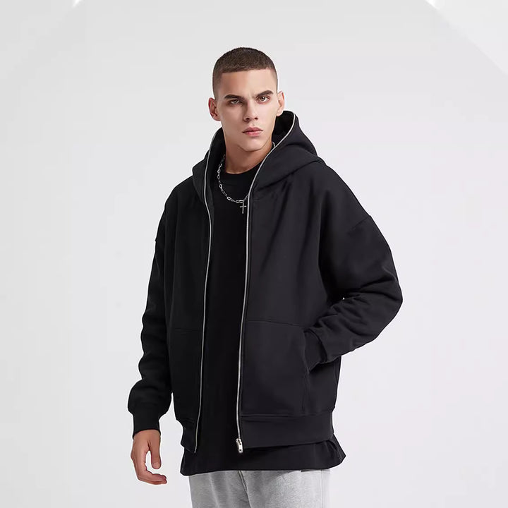 Unisex nan hooded jacket with continuous zipper, double-layered hood and kangaroo pockets Mune Fashion