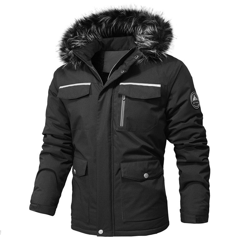Men Water-repellent Softshell Parka with Hood, Reflective Inserts and Multifunction Pockets Mune Fashion