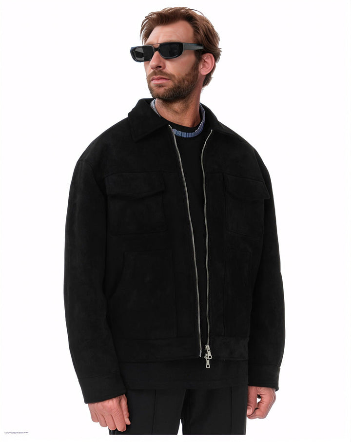 Men's Suede Jacket with Modern Pockets Mune