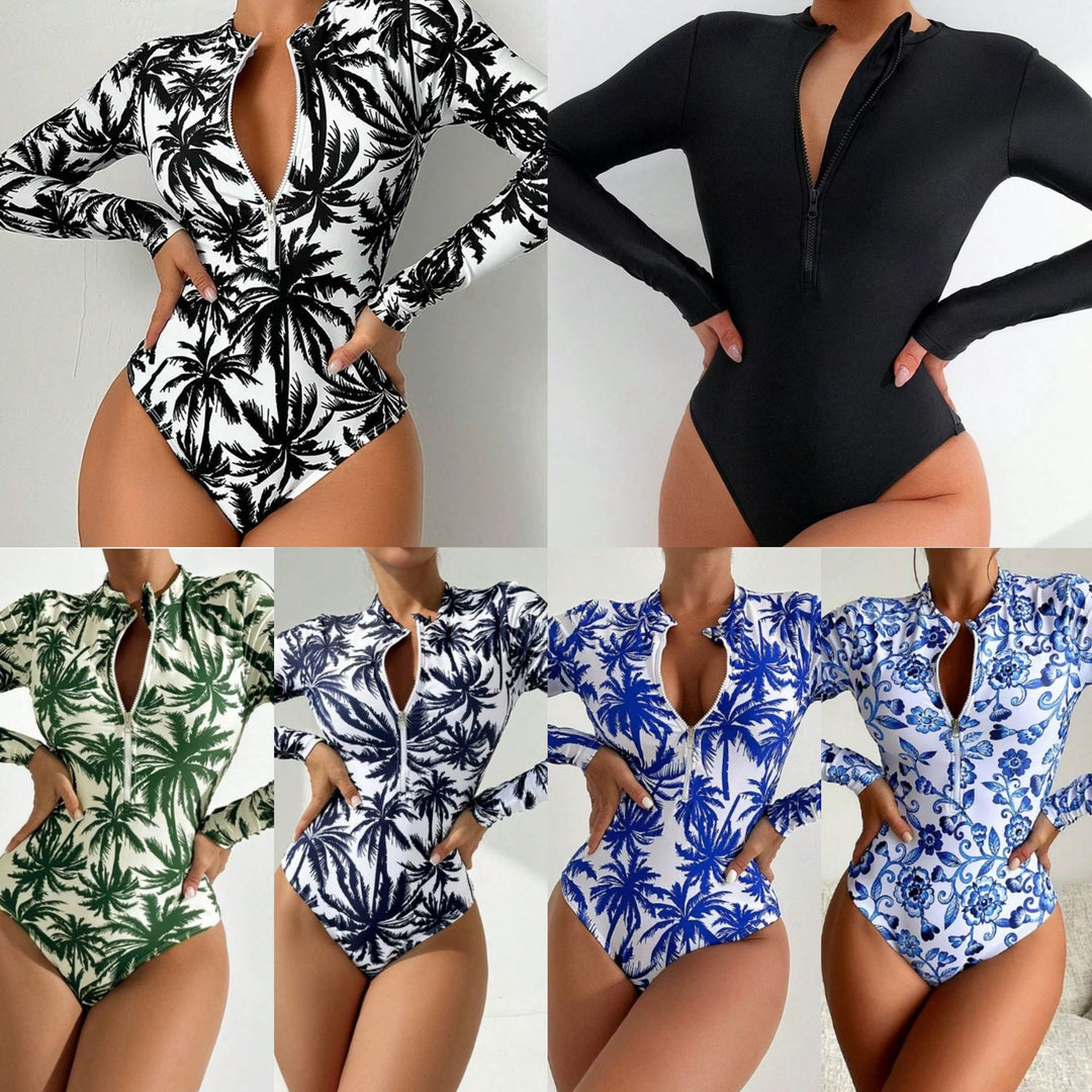 Women Longsleeve Swimsuit with practical zipper Mune Fashion