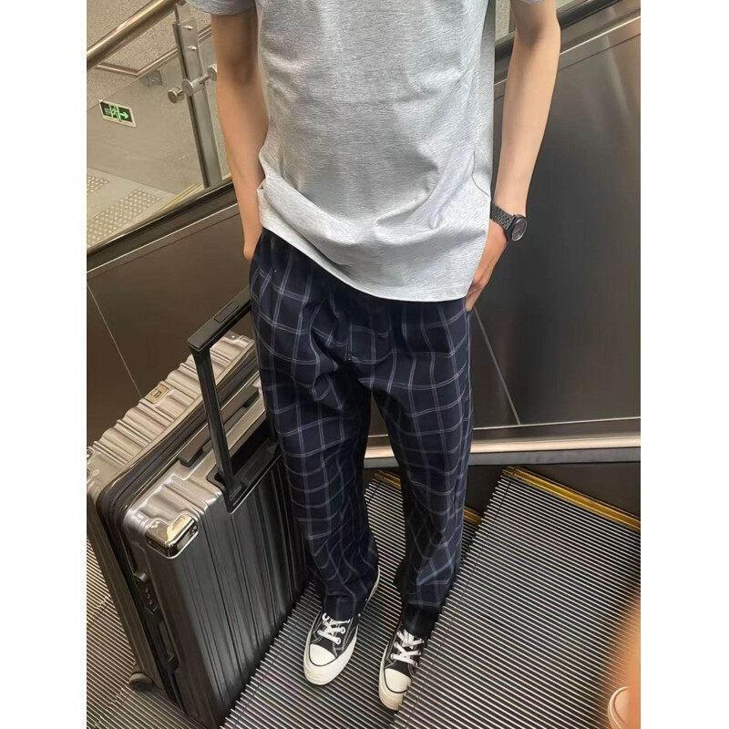 Men's Comfortable Casual Pants with Check Pattern Mune Fashion