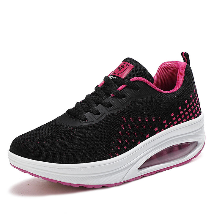 Women's wedge walking shoe with visible air cushioning, breathable knitted upper material and non-slip outsole Mune Fashion