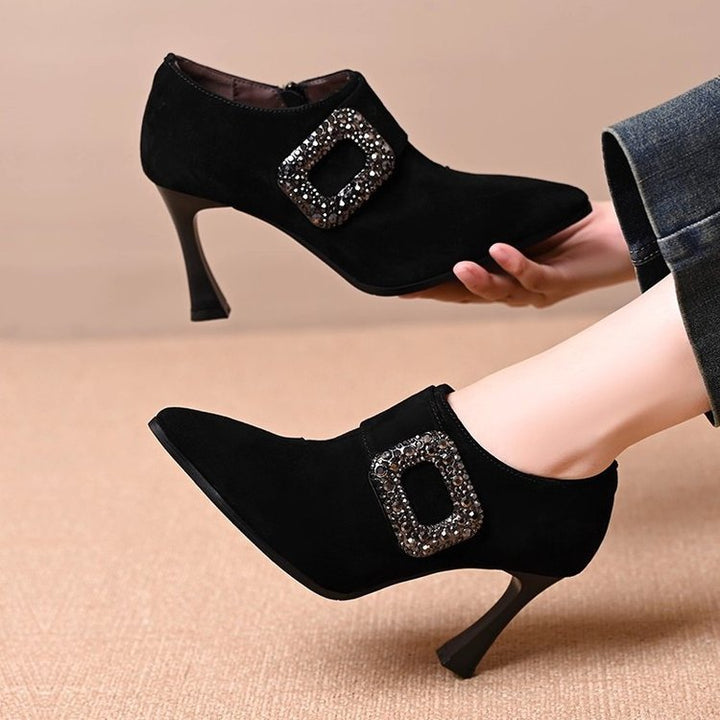 Ladies Elegant Ankle Boots with Glitter Accents Mune Fashion
