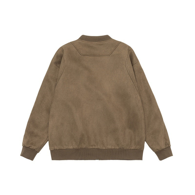 Unisex short jacket in vintage suede look with chest flaps, zip pockets and ribbed cuffs Mune Fashion