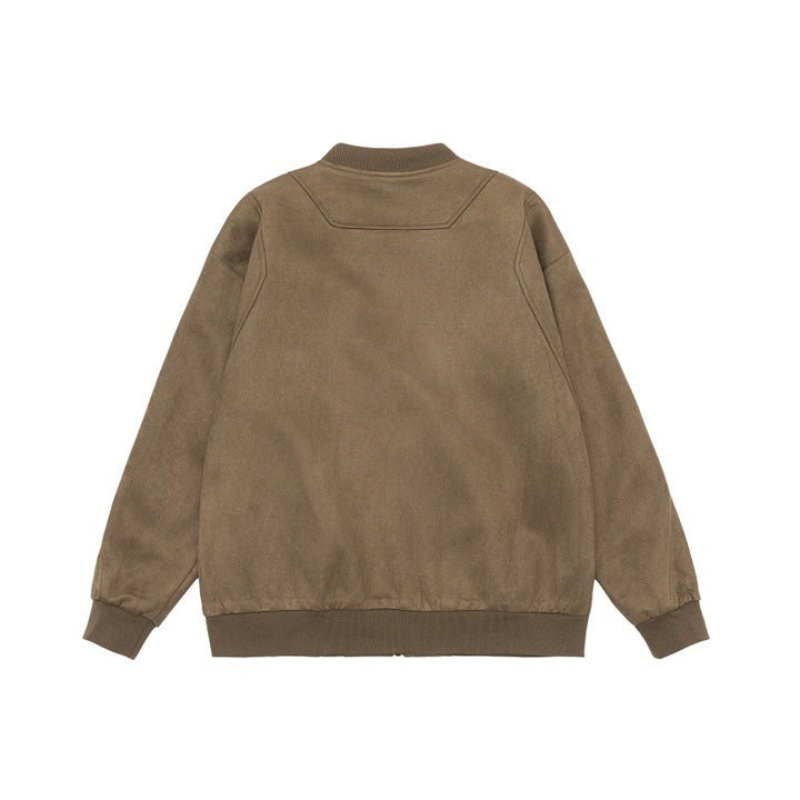 Unisex short jacket in vintage suede look with chest flaps, zip pockets and ribbed cuffs Mune Fashion