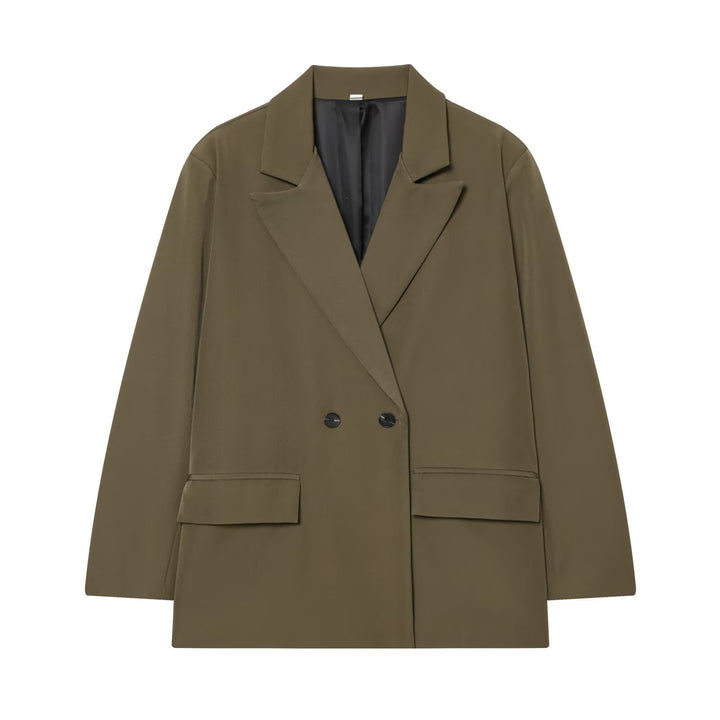 Women's Oversized Double-Breasted Blazer with Flap Pockets Mune Fashion
