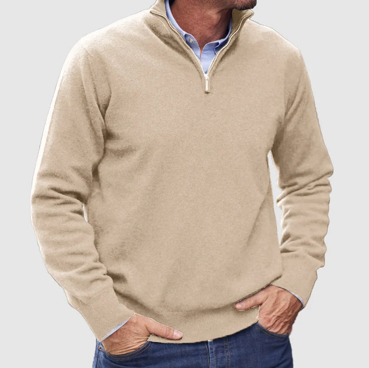 Men's High-Quality Knit Sweater with Stand-Up Collar