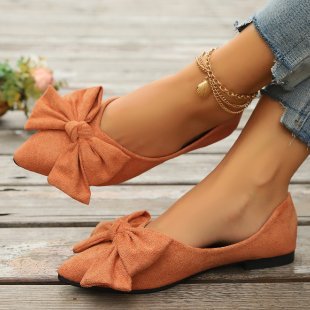 Ladies' pointed ballerina slippers with decorative bow and padded comfort insole Mune Fashion