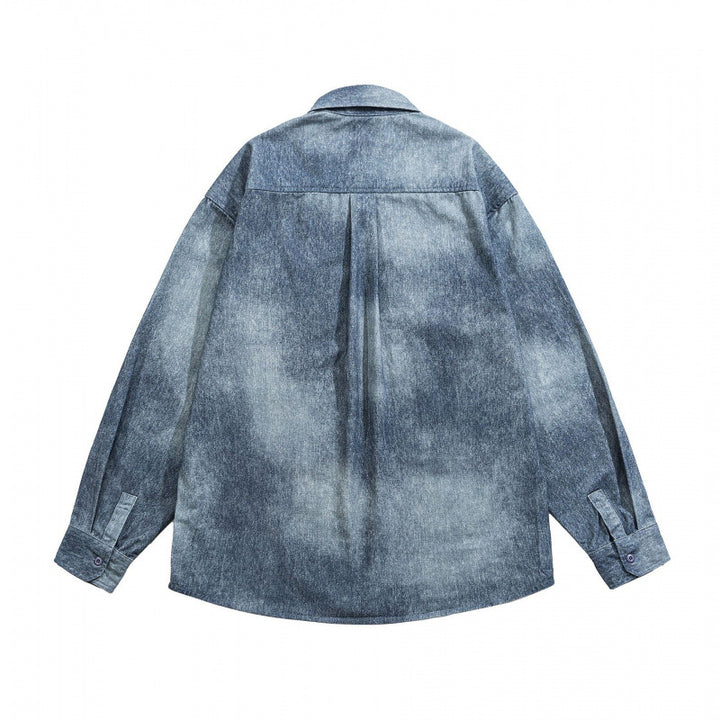 Unisex Oversize Cotton Shirt with Washed Effect and Patch Chest Pocket Mune Fashion
